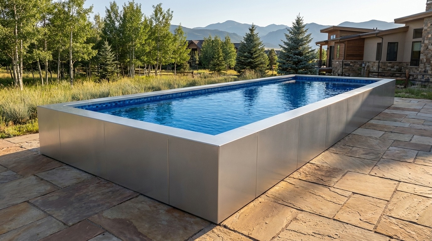 16 x 60 Platinum Silver Mystic Blue Architectural Pool