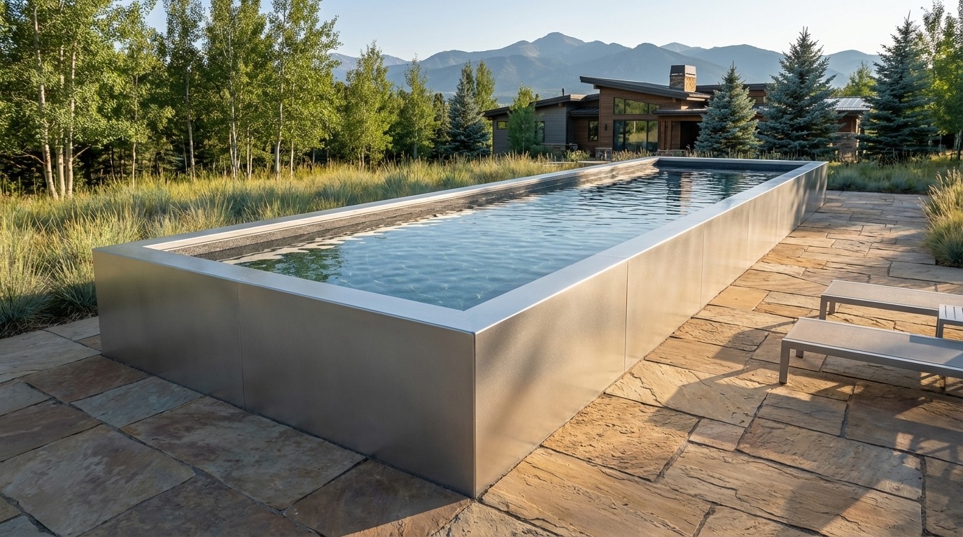 16 x 60 Platinum Silver Titanium Stone Architectural Pool