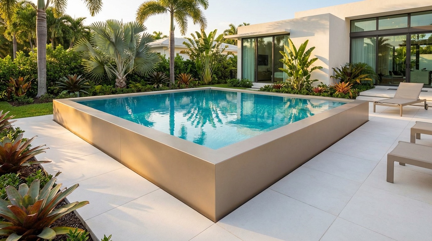 20 x 20 Champagne Mist Blue Topaz Architectural Pool