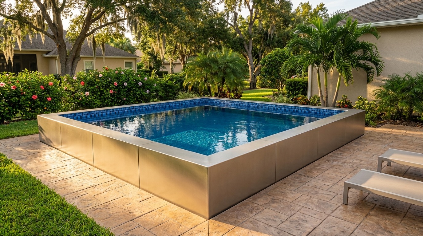 20 x 20 Champagne Mist Mystic Blue Architectural Pool