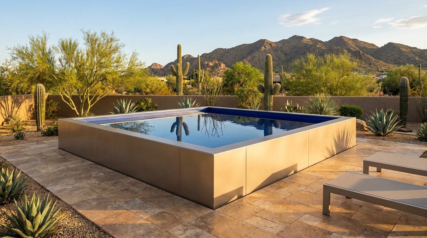 20 x 20 Champagne Mist Deep Sea Blue Architectural Pool