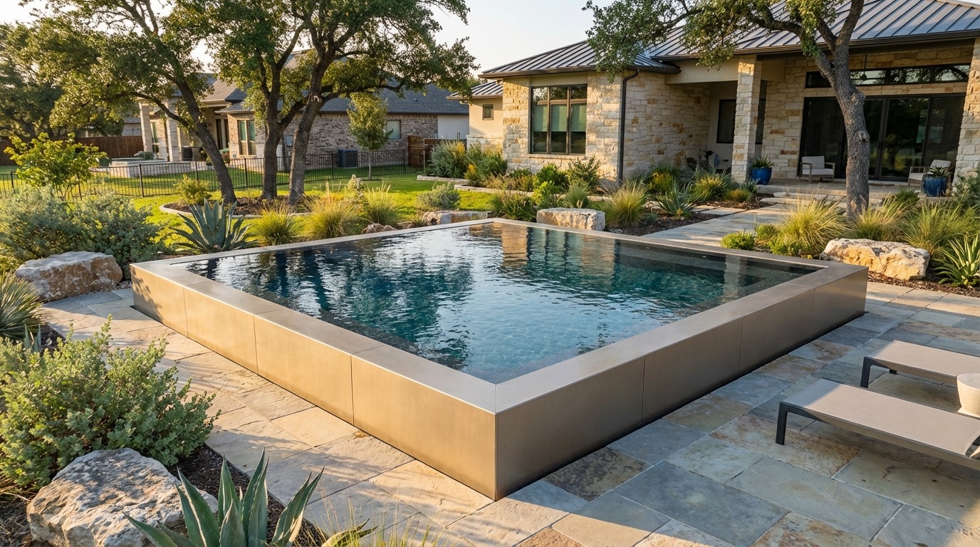 20 x 20 Champagne Mist Titanium Stone Architectural Pool