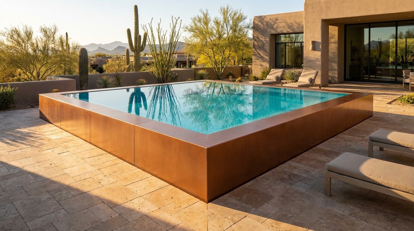 20 x 20 Espresso Copper Blue Topaz Architectural Pool