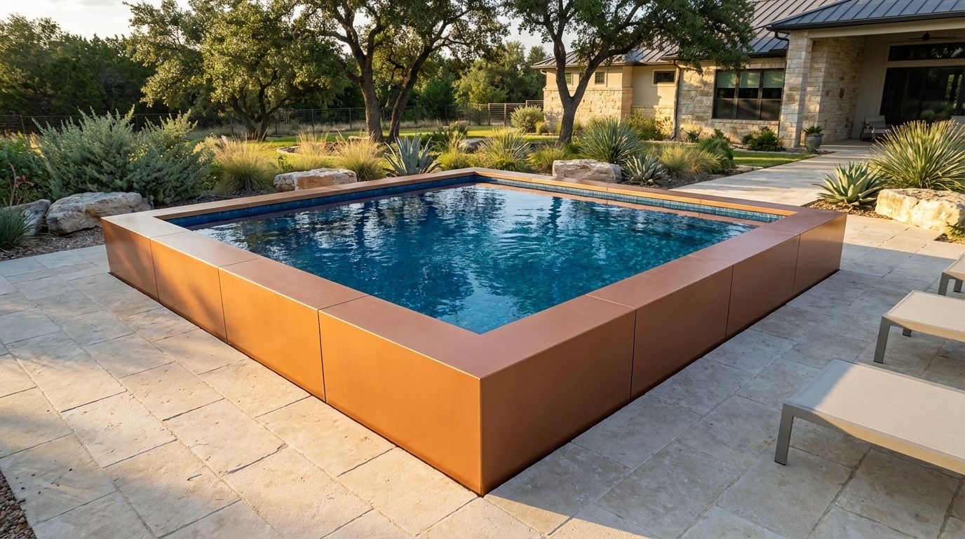 20 x 20 Espresso Copper Mystic Blue Architectural Pool