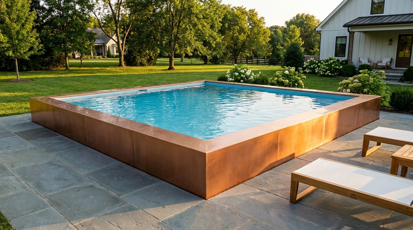 20 x 20 Espresso Copper Aqua Blue Architectural Pool