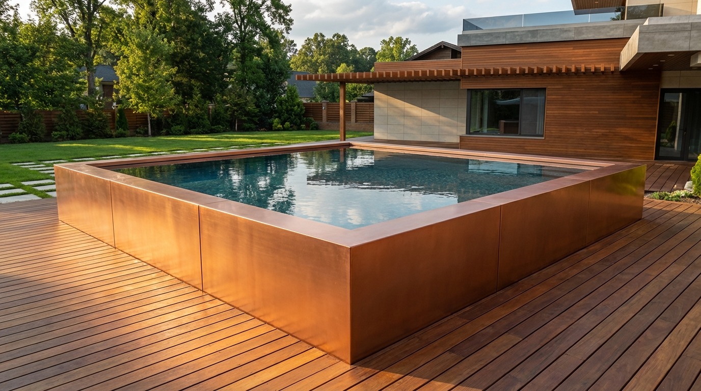 20 x 20 Espresso Copper Titanium Stone Architectural Pool