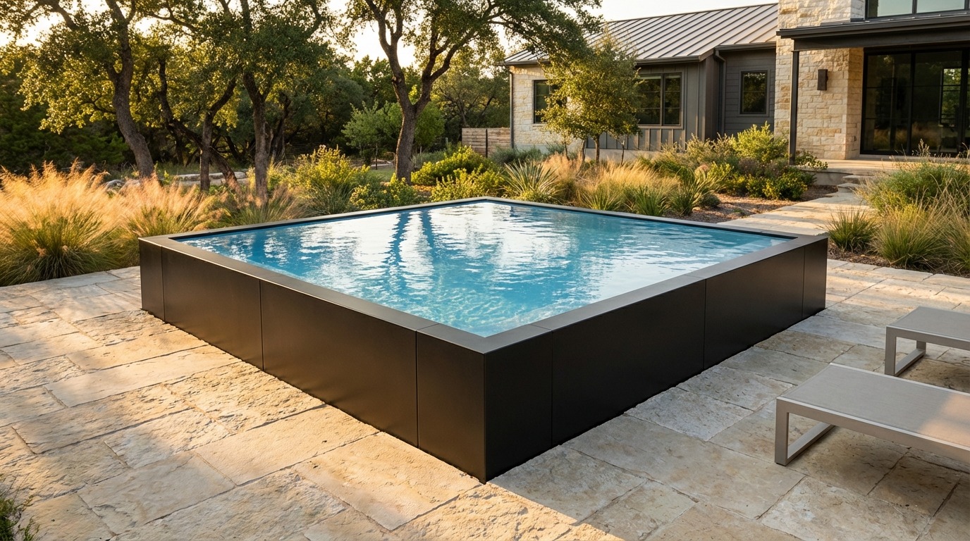 20 x 20 Midnight Black Aqua Blue Architectural Pool