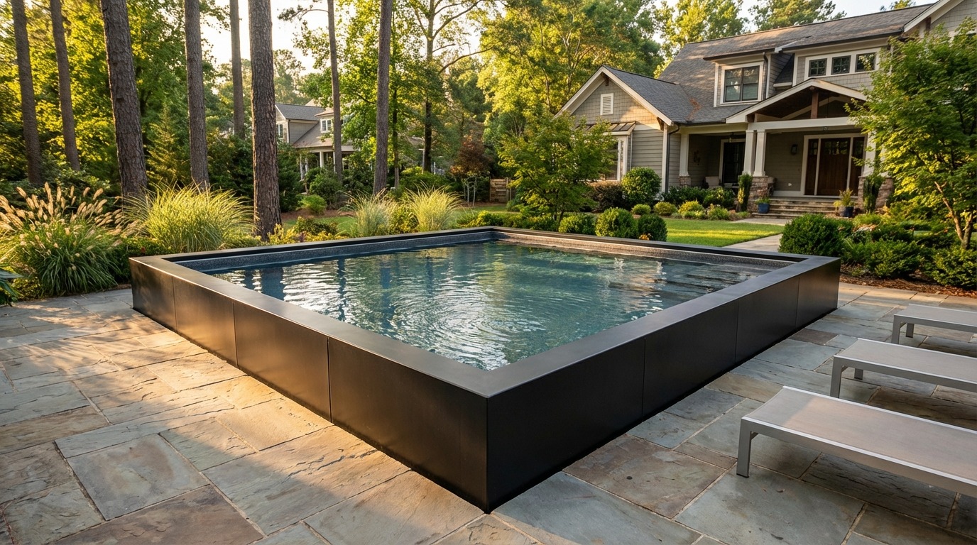 20 x 20 Midnight Black Titanium Stone Architectural Pool