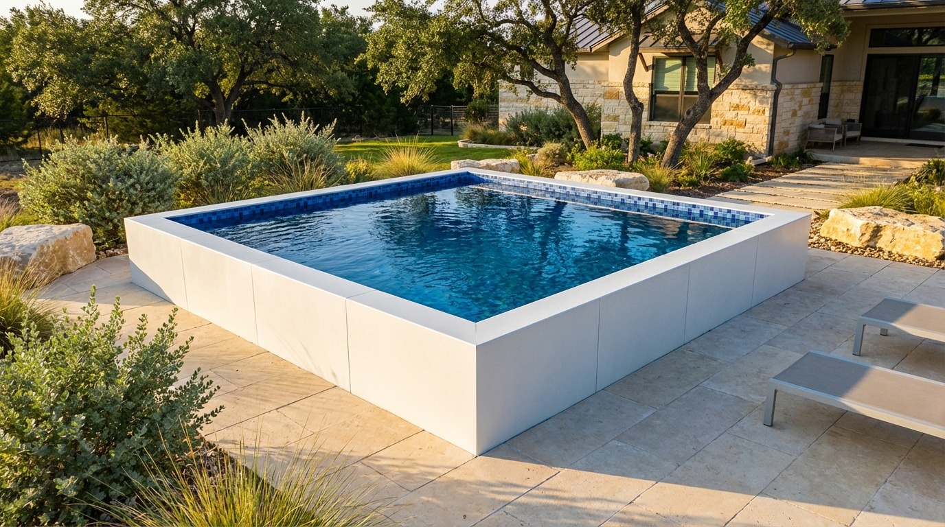 20 x 20 Alpine White Mystic Blue Architectural Pool