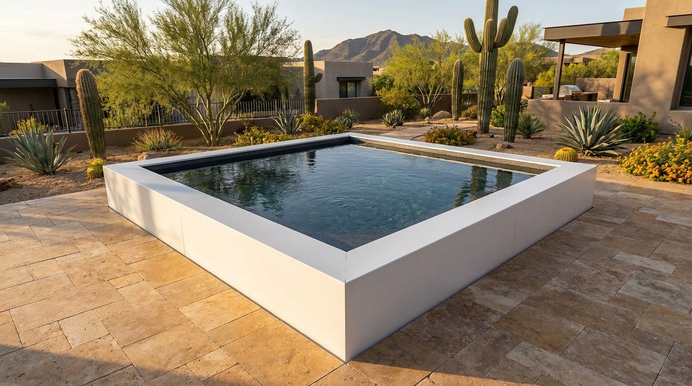 20 x 20 Alpine White Titanium Stone Architectural Pool