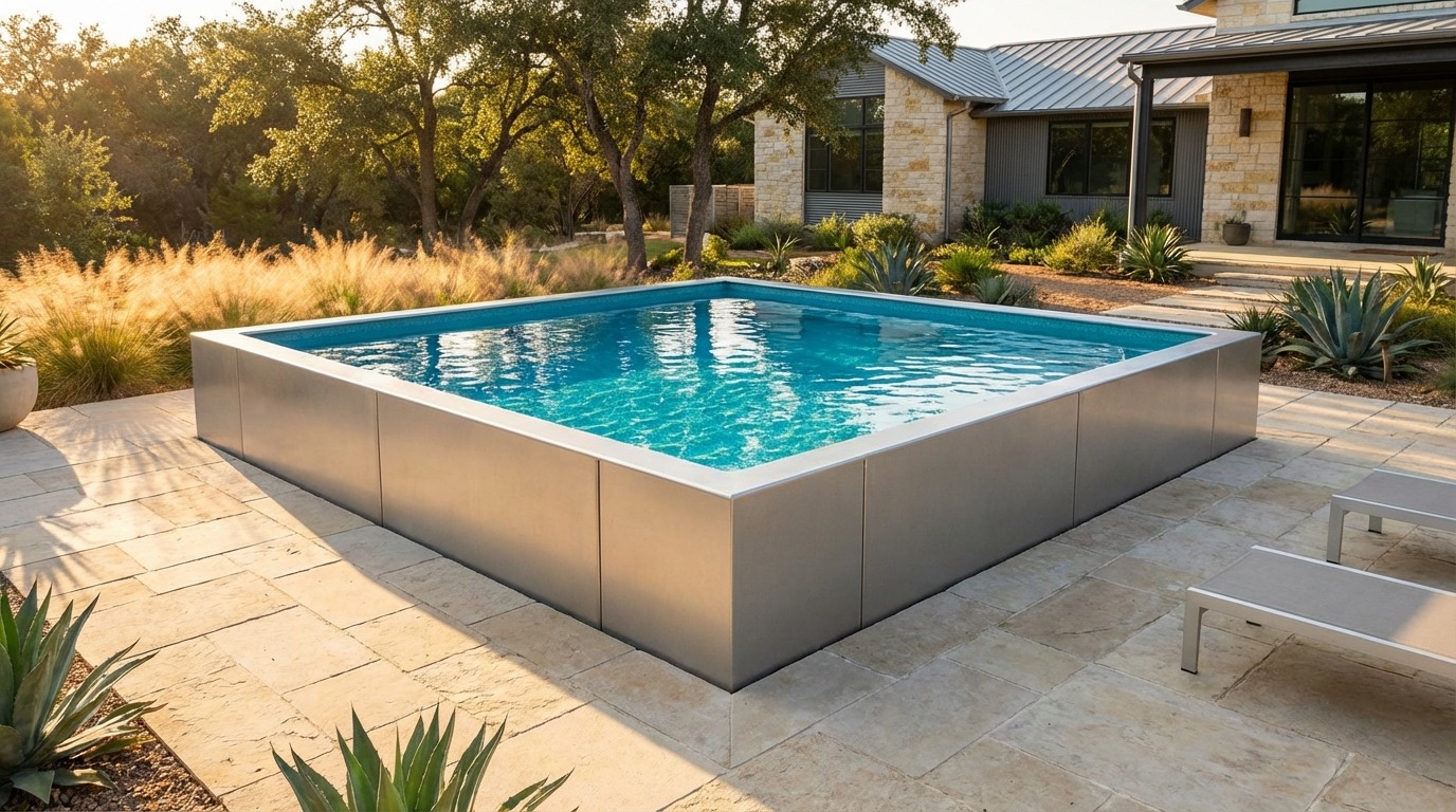 20 x 20 Platinum Silver Blue Topaz Architectural Pool