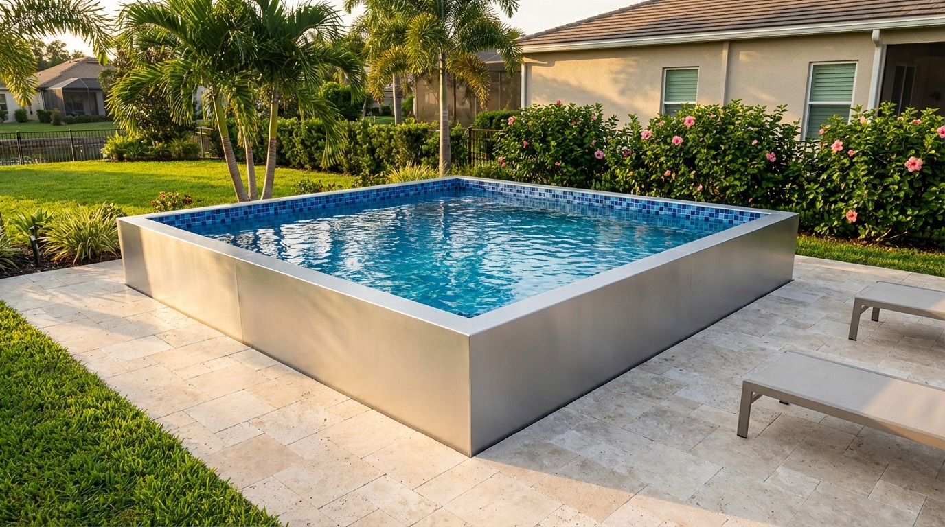 20 x 20 Platinum Silver Mystic Blue Architectural Pool