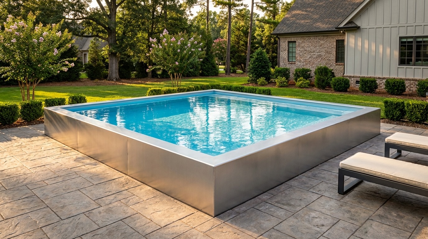 20 x 20 Platinum Silver Aqua Blue Architectural Pool