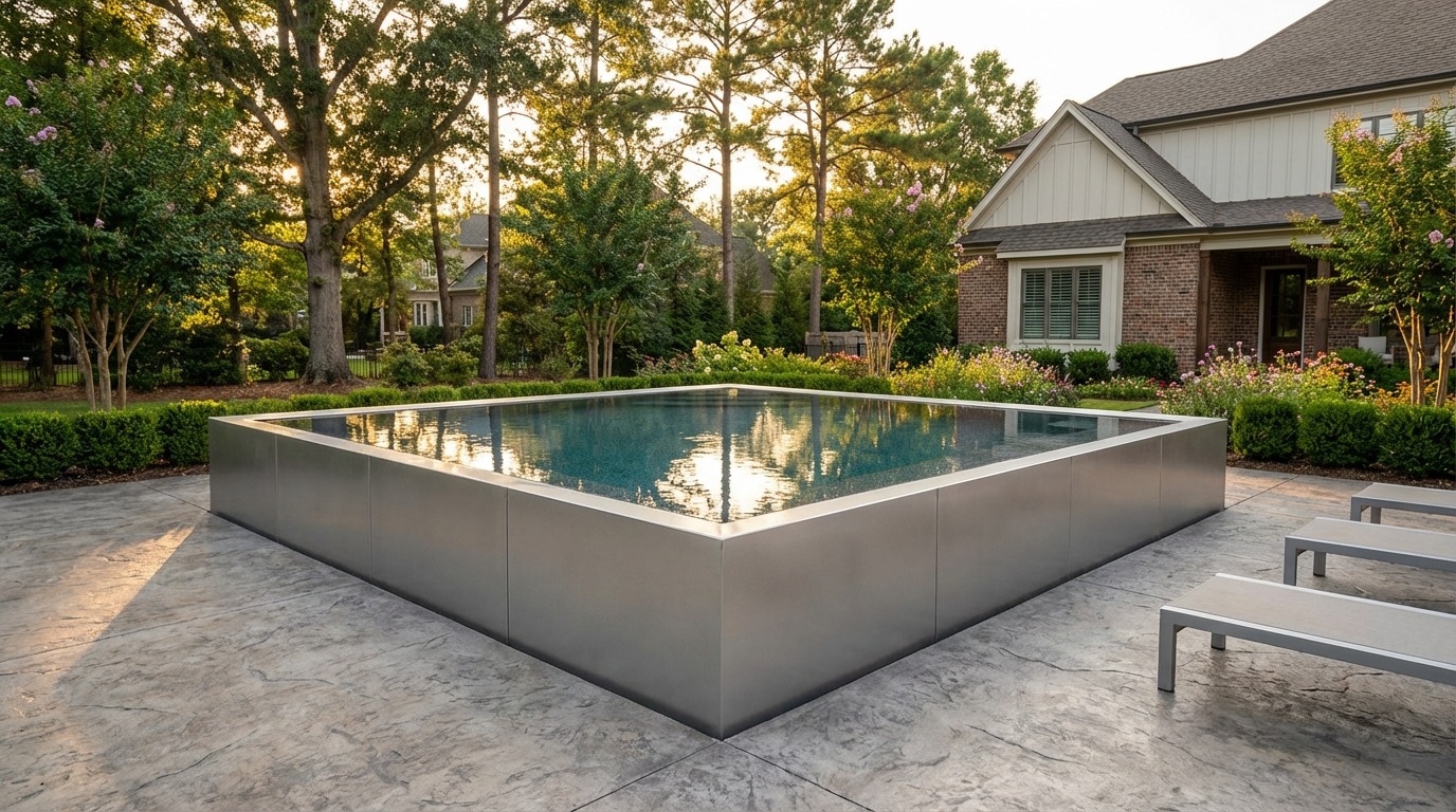 20 x 20 Platinum Silver Titanium Stone Architectural Pool