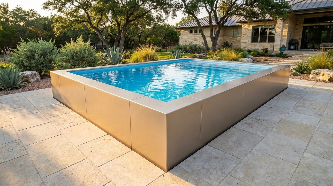20 x 24 Champagne Mist Aqua Blue Architectural Pool
