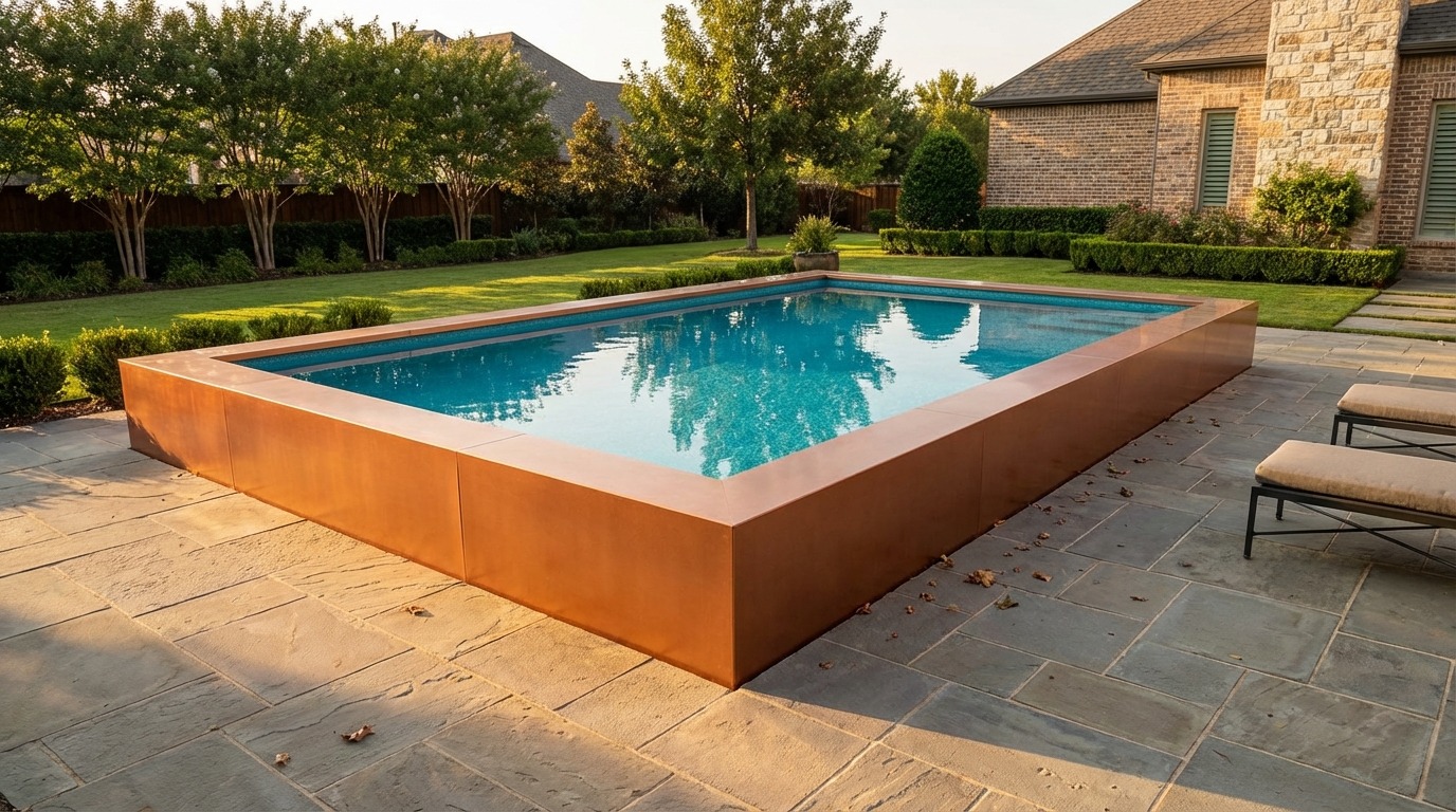 20 x 24 Espresso Copper Blue Topaz Architectural Pool