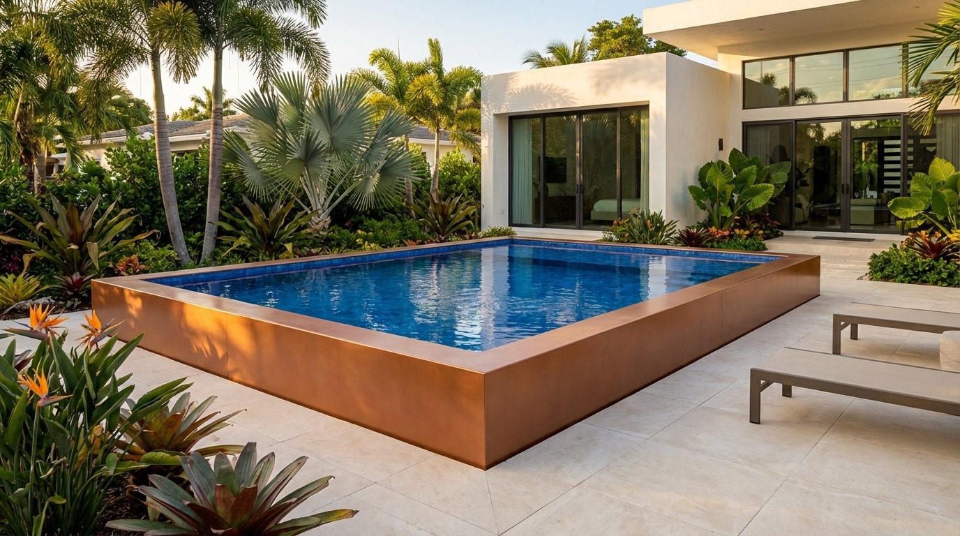20 x 24 Espresso Copper Blue Matrix Architectural Pool