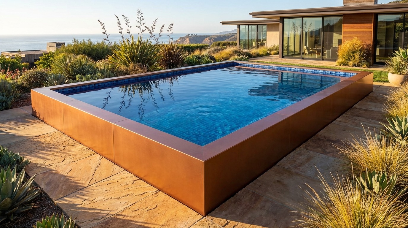 20 x 24 Espresso Copper Mystic Blue Architectural Pool