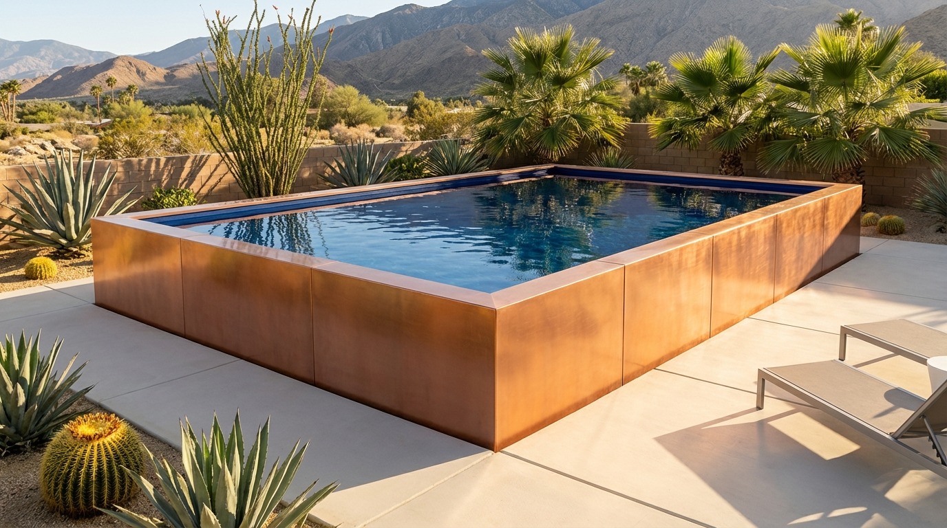 20 x 24 Espresso Copper Deep Sea Blue Architectural Pool