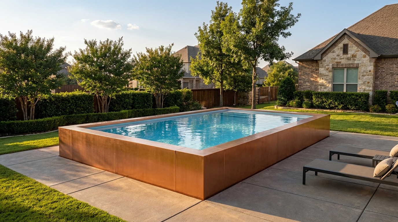 20 x 24 Espresso Copper Aqua Blue Architectural Pool