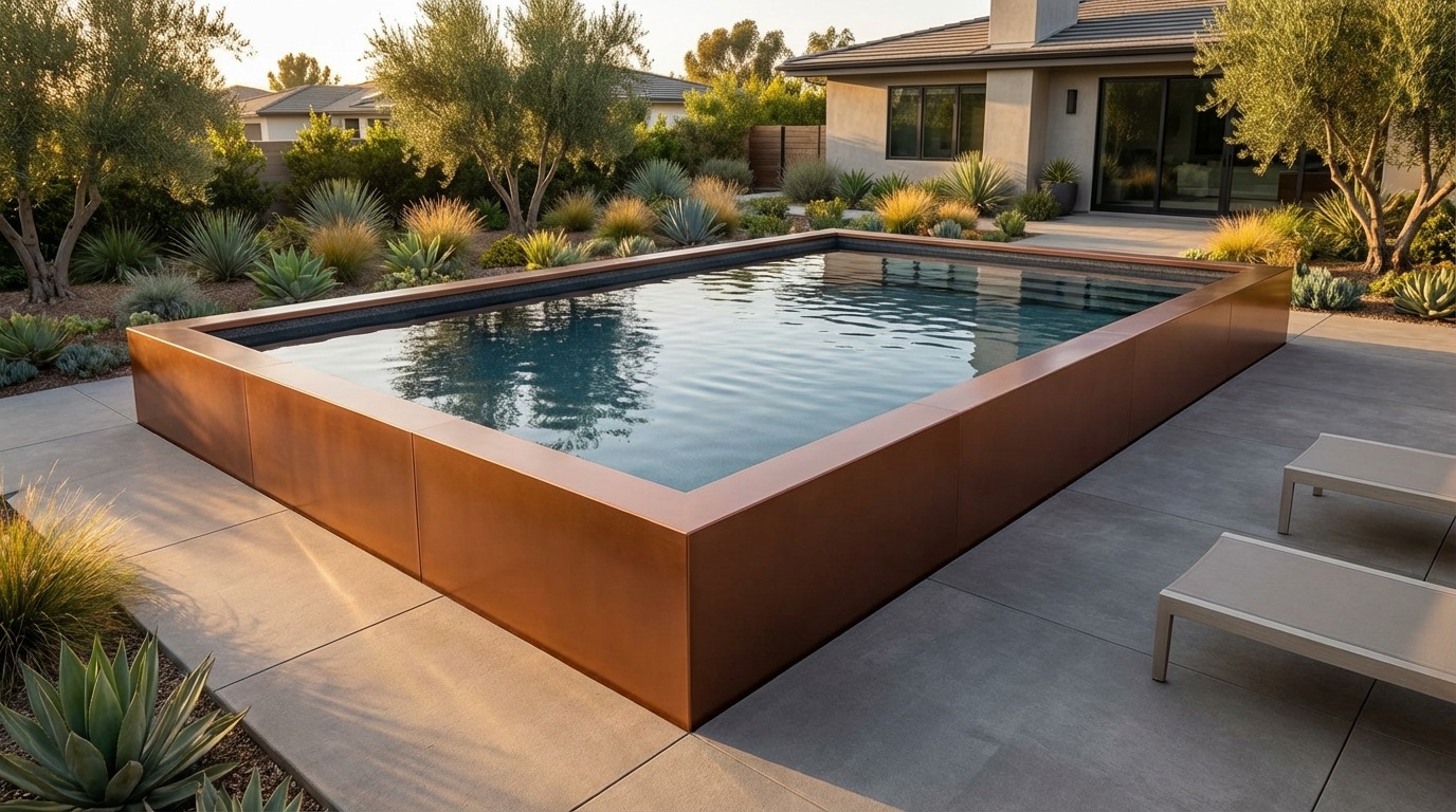 20 x 24 Espresso Copper Titanium Stone Architectural Pool