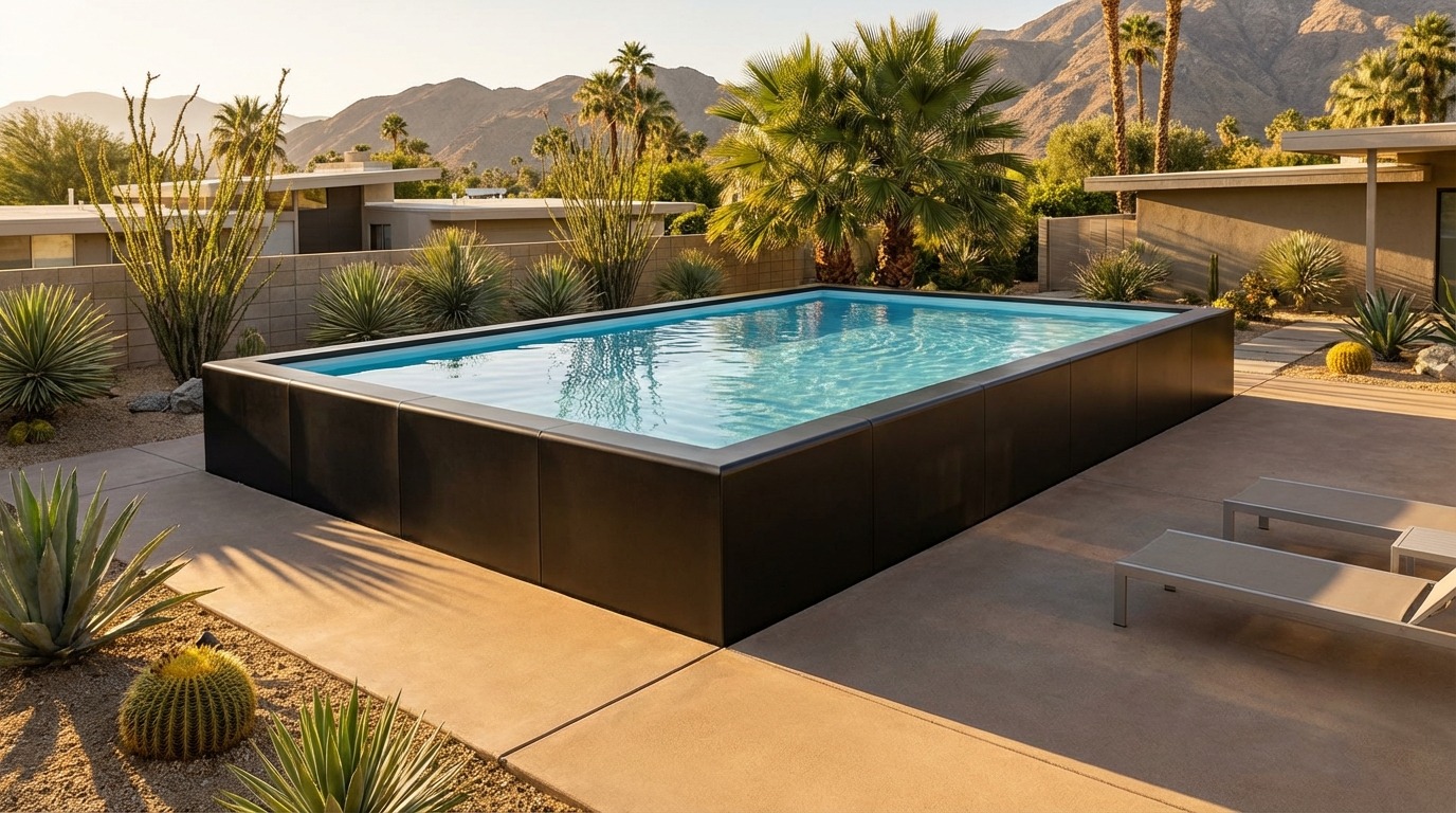 20 x 24 Midnight Black Aqua Blue Architectural Pool