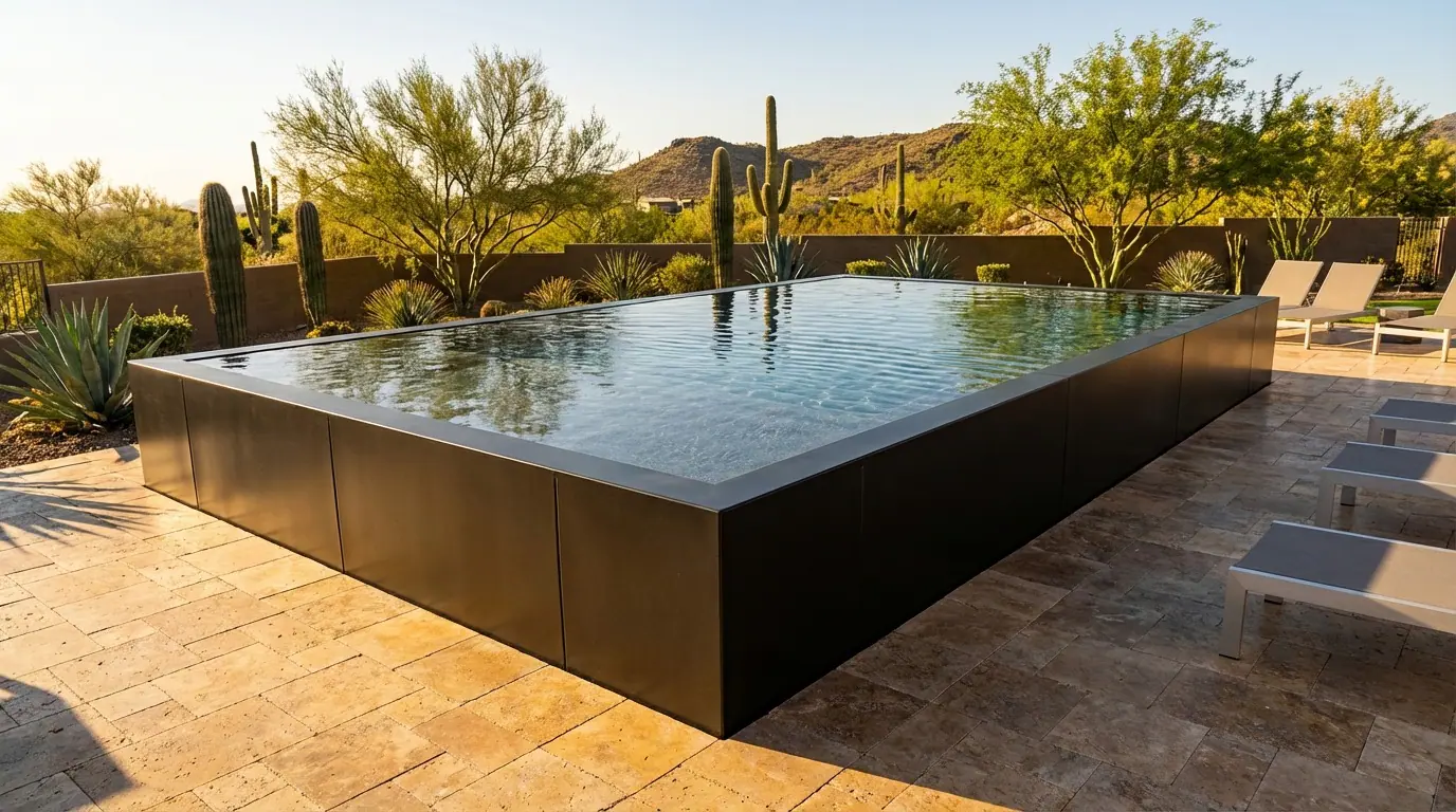 20 x 24 Midnight Black Titanium Stone Architectural Pool
