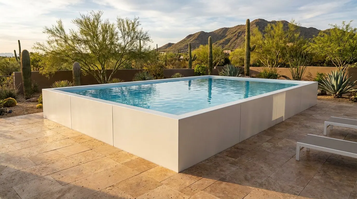 20 x 24 Alpine White Aqua Blue Architectural Pool