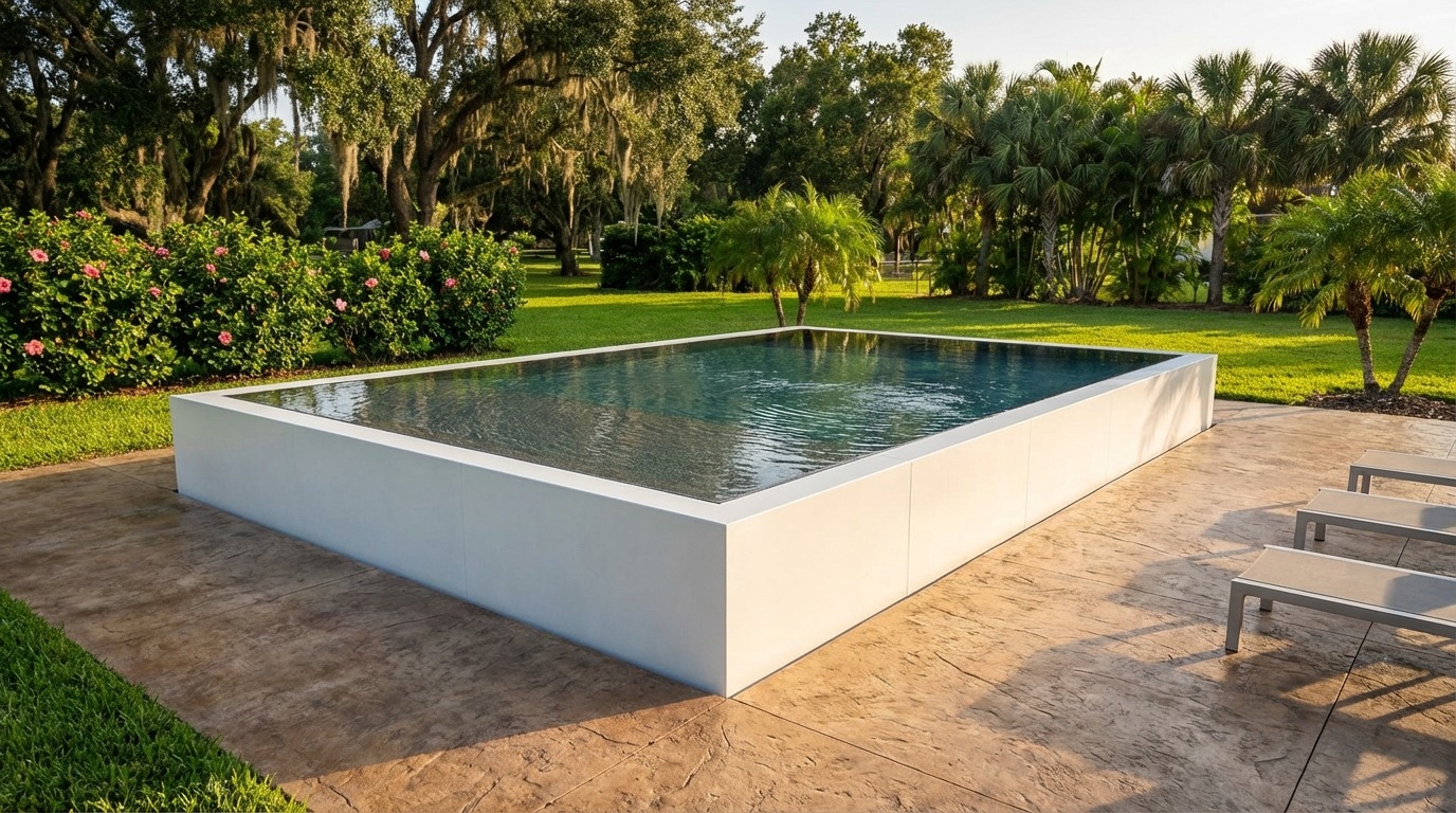20 x 24 Alpine White Titanium Stone Architectural Pool