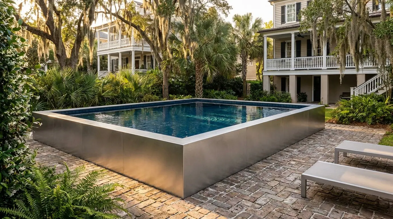 20 x 24 Platinum Silver Black Sapphire Architectural Pool
