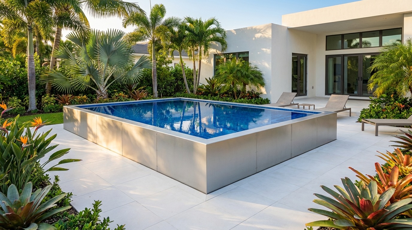 20 x 24 Platinum Silver Blue Matrix Architectural Pool