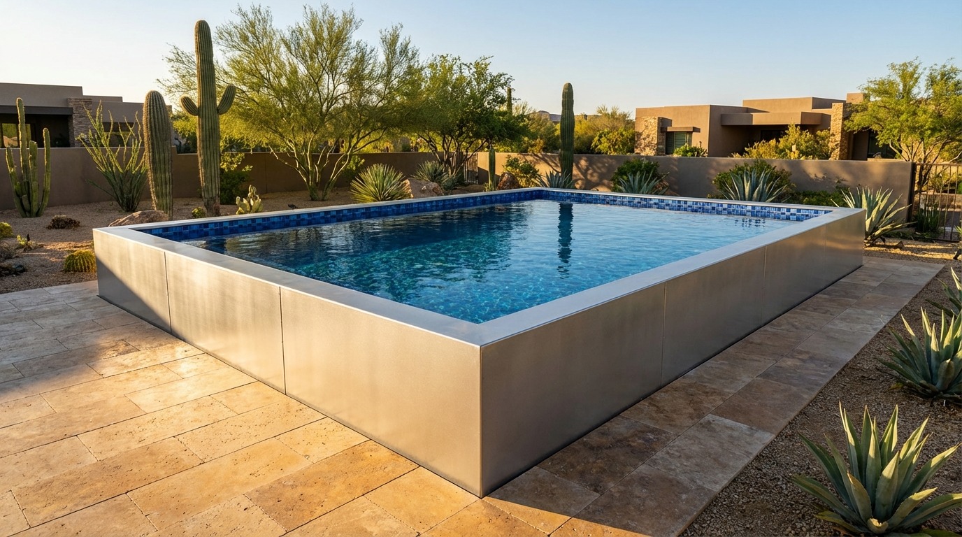 20 x 24 Platinum Silver Mystic Blue Architectural Pool