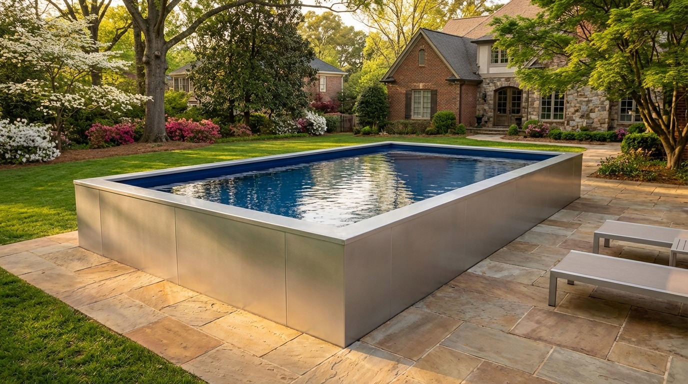 20 x 24 Platinum Silver Deep Sea Blue Architectural Pool