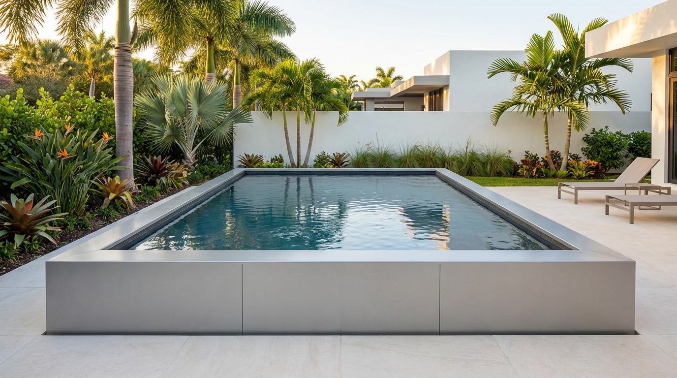 20 x 24 Platinum Silver Titanium Stone Architectural Pool