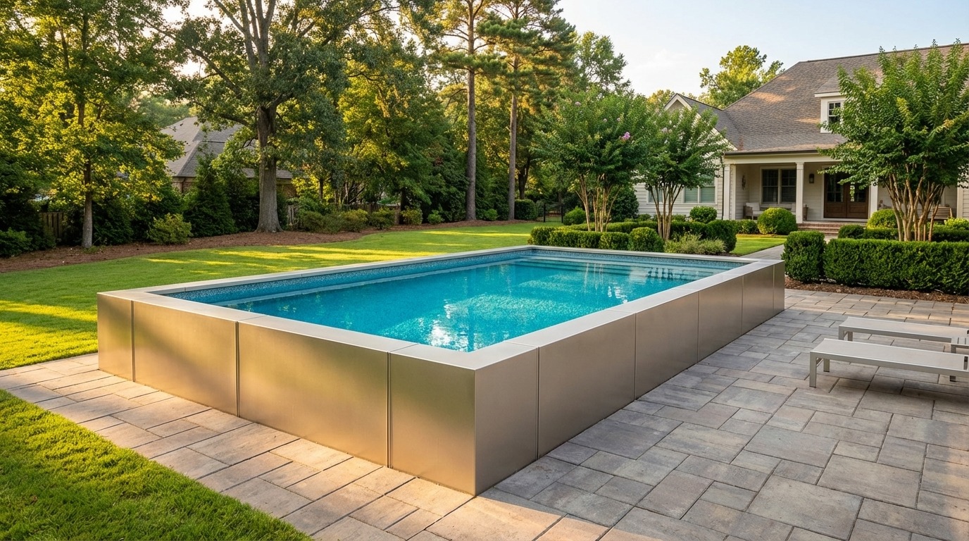 20 x 28 Champagne Mist Blue Topaz Architectural Pool