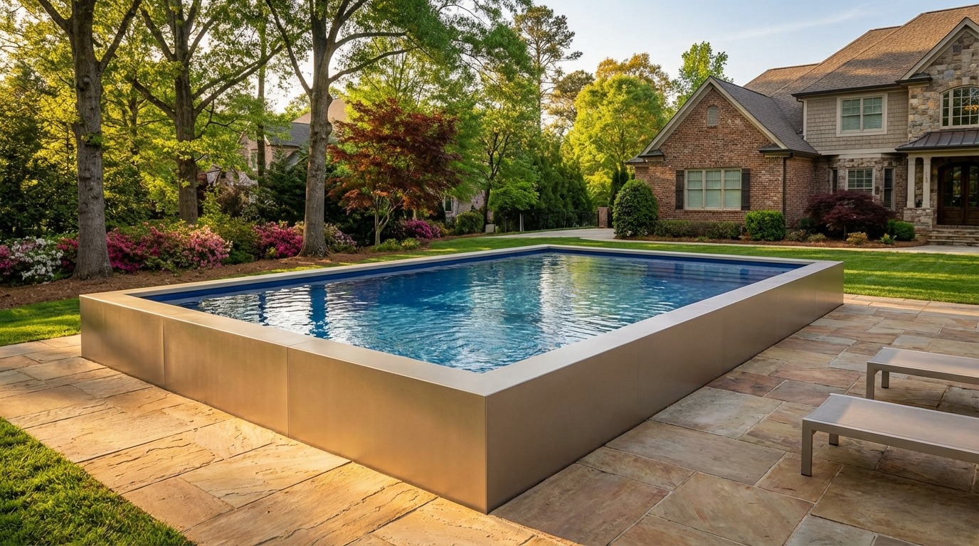 20 x 28 Champagne Mist Deep Sea Blue Architectural Pool