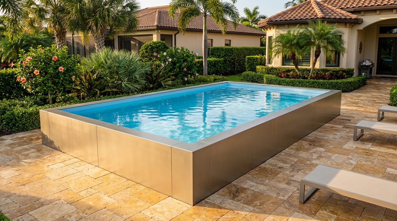 20 x 28 Champagne Mist Aqua Blue Architectural Pool