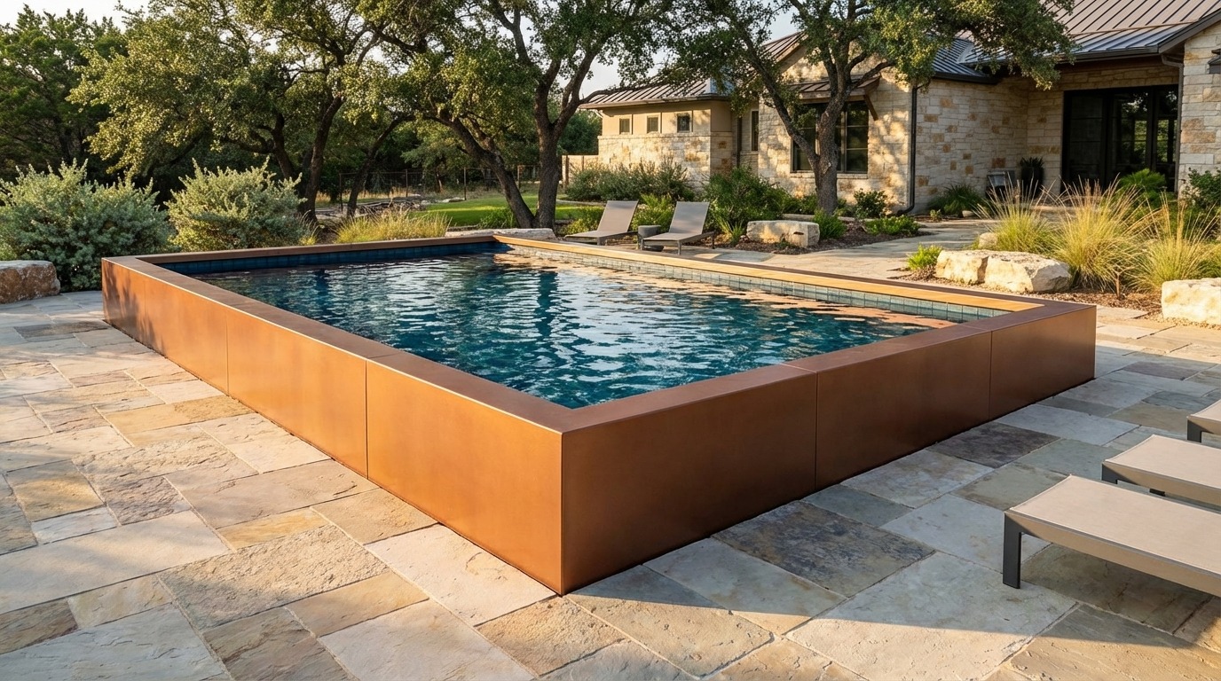 20 x 28 Espresso Copper Black Sapphire Architectural Pool