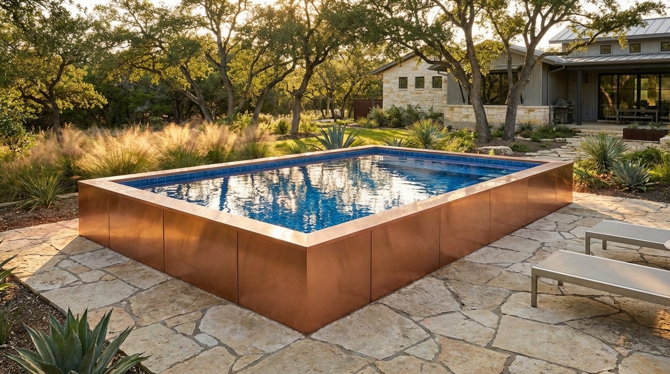 20 x 28 Espresso Copper Blue Matrix Architectural Pool
