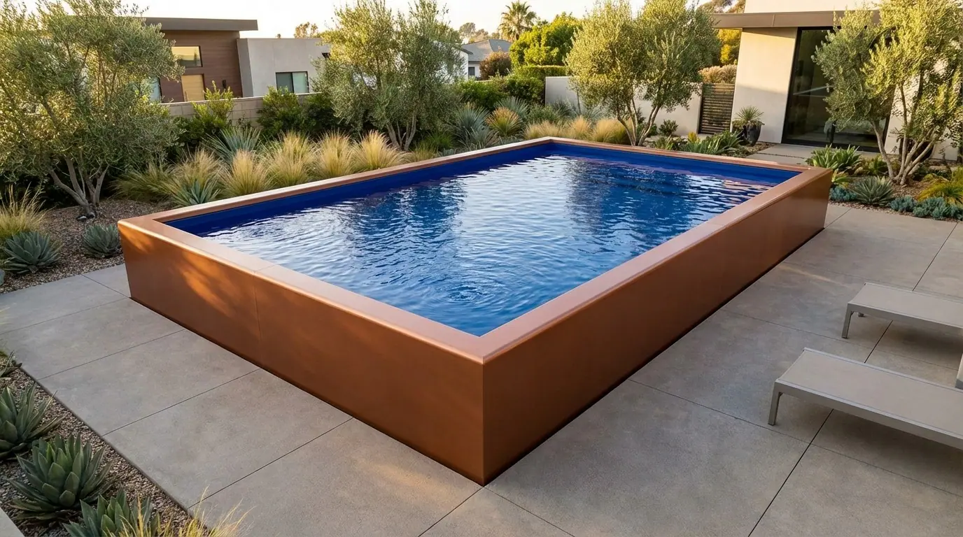 20 x 28 Espresso Copper Deep Sea Blue Architectural Pool