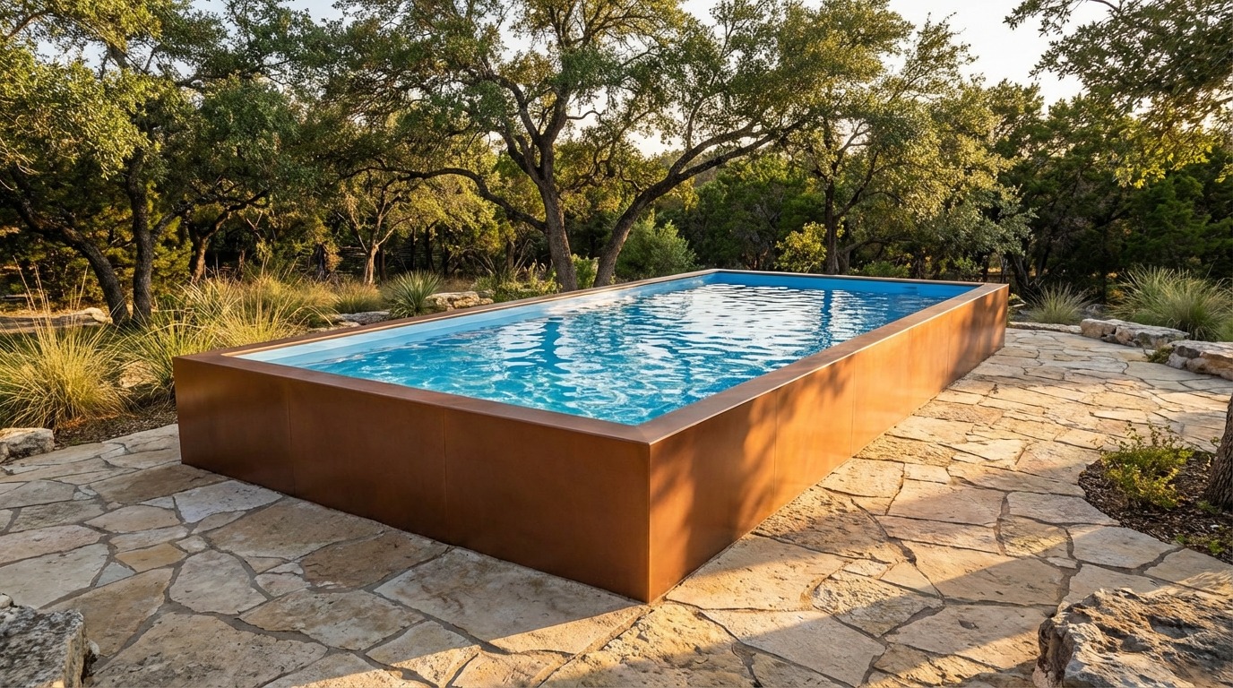 20 x 28 Espresso Copper Aqua Blue Architectural Pool