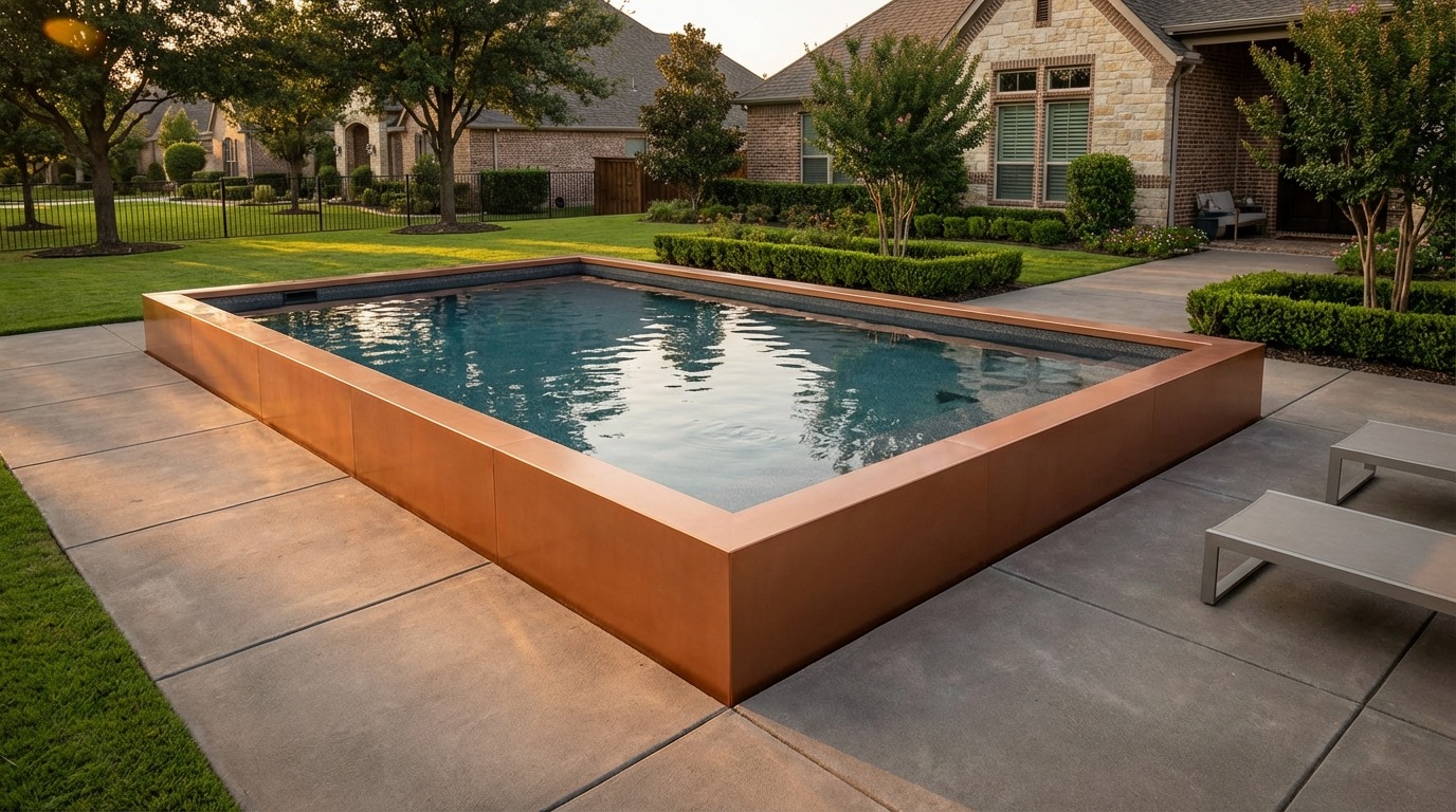20 x 28 Espresso Copper Titanium Stone Architectural Pool