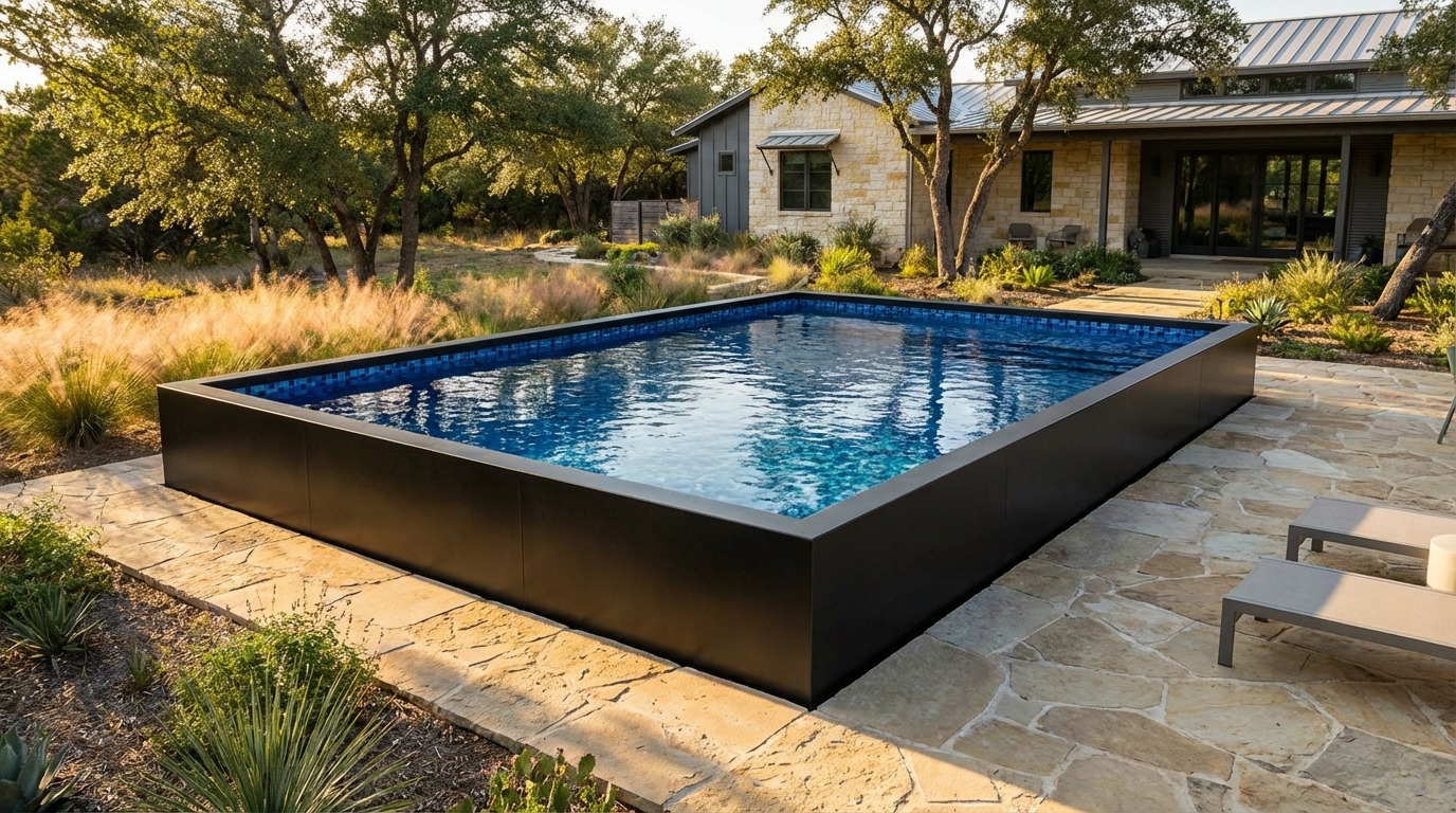 20 x 28 Midnight Black Mystic Blue Architectural Pool