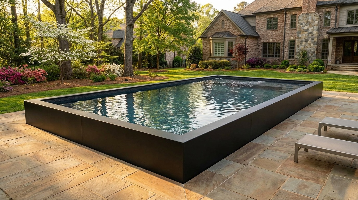 20 x 28 Midnight Black Titanium Stone Architectural Pool
