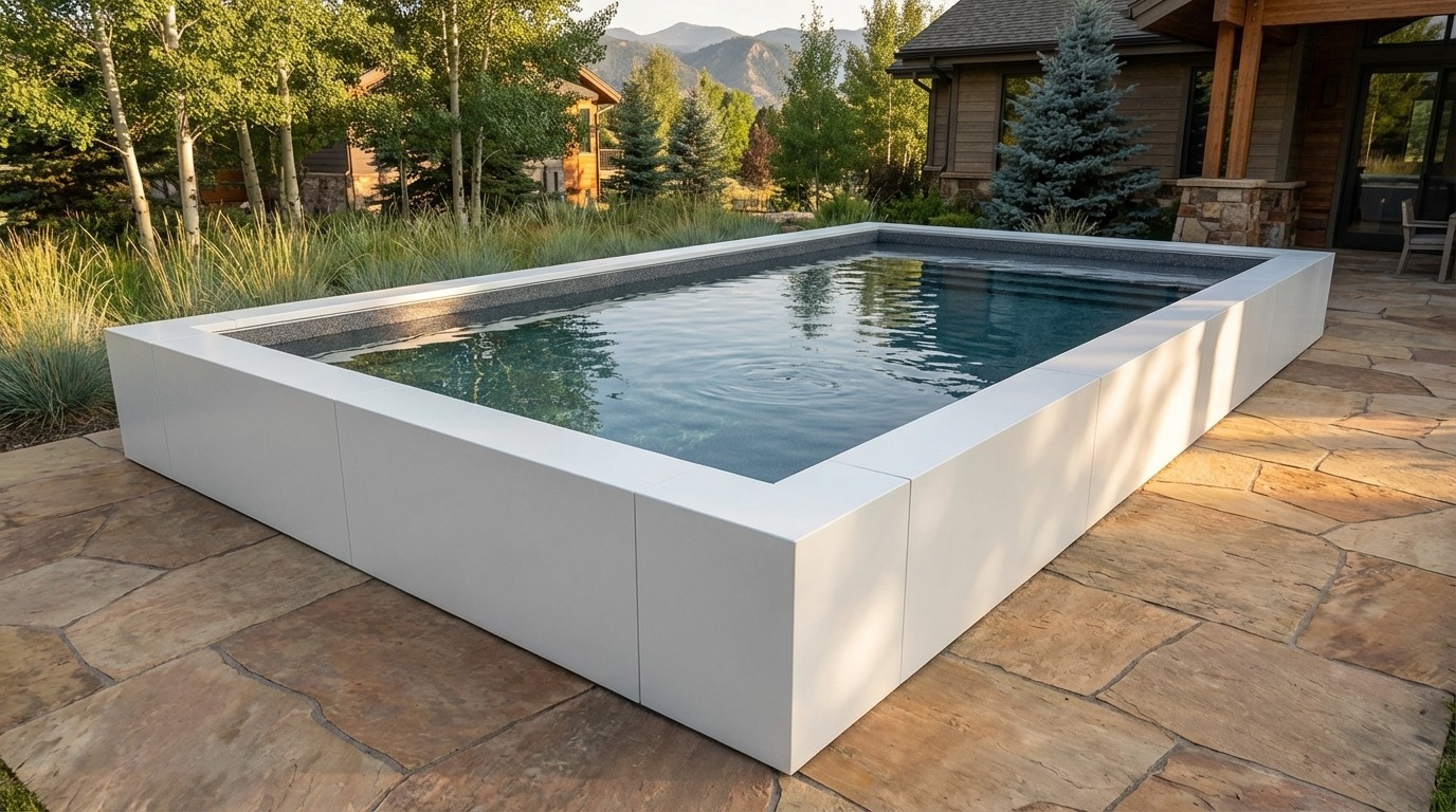 20 x 28 Alpine White Titanium Stone Architectural Pool