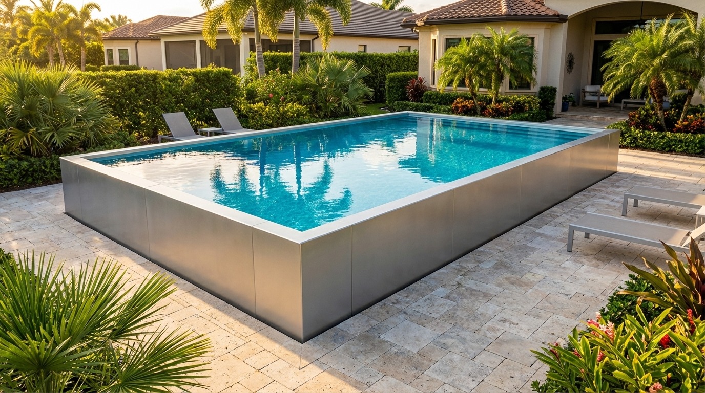 20 x 28 Platinum Silver Blue Topaz Architectural Pool