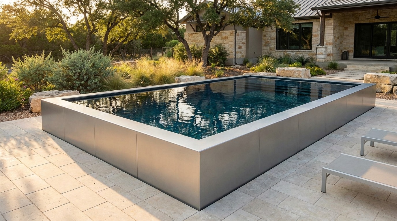 20 x 28 Platinum Silver Black Sapphire Architectural Pool