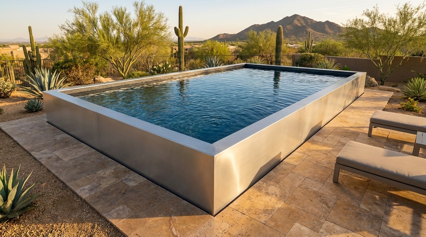 20 x 28 Platinum Silver Titanium Stone Architectural Pool