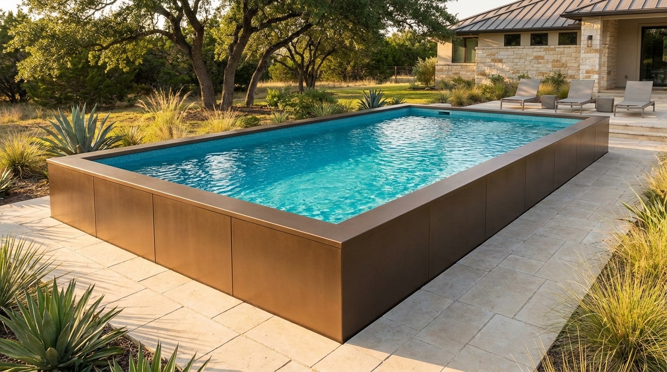 20 x 32 Canyon Bronze Blue Topaz Architectural Pool