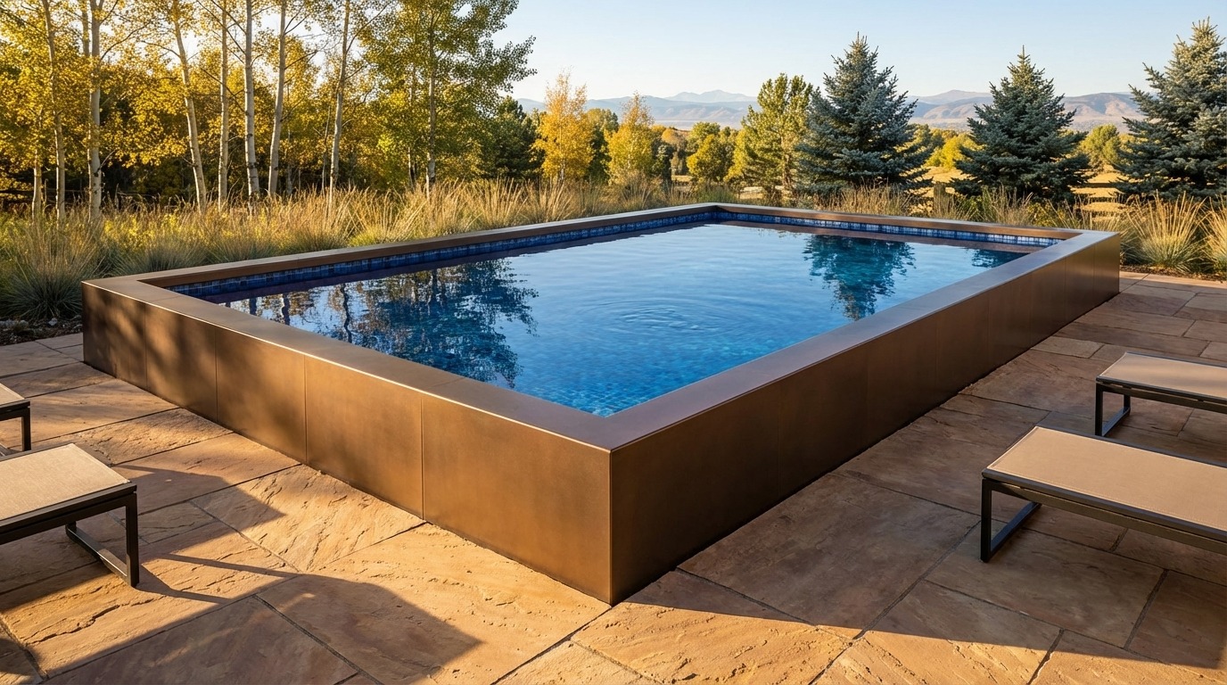 20 x 32 Canyon Bronze Mystic Blue Architectural Pool